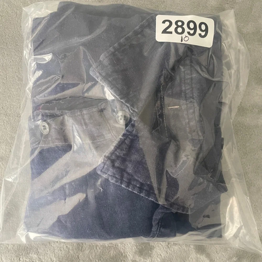 Banana Republic Button Down Mens S Navy Blue 100% Linen Standard Fit Summer